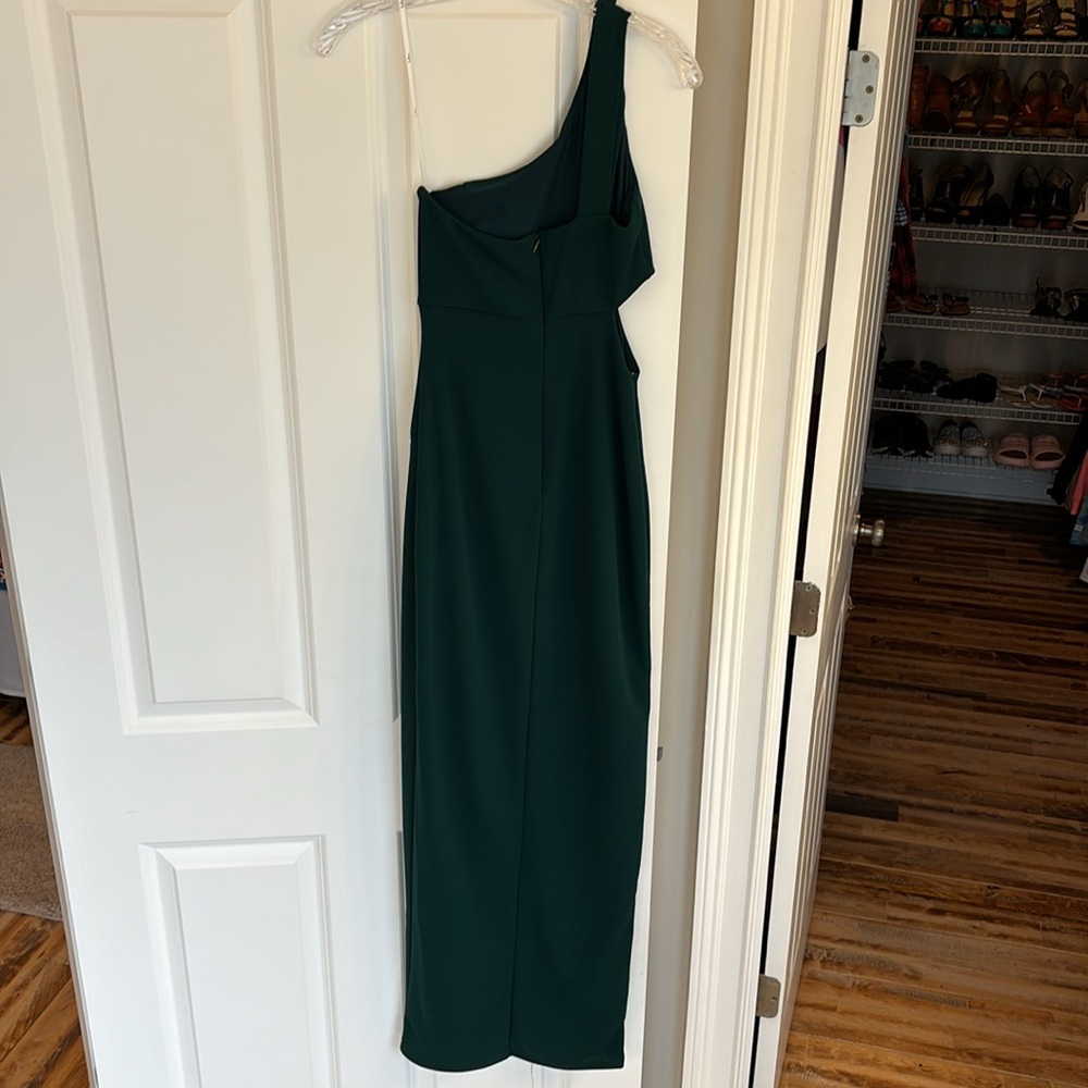 Lulus dark green one shoulder maxi dress size XS - Picture 8 of 10